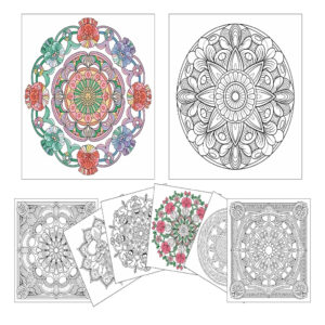 Floral + Geometric Mandala Coloring Prompts